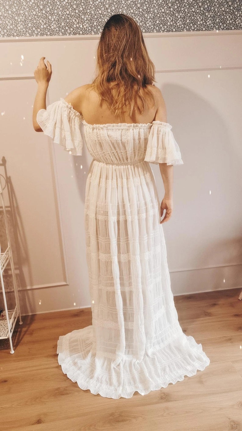 Vestido Boho o Conjunto de Dos Piezas Celine para Mujer / Vestido Batista Vintage o Top y Falda / Sesión de Maternidad / Sesión de Fotos de Embarazo imagen 8