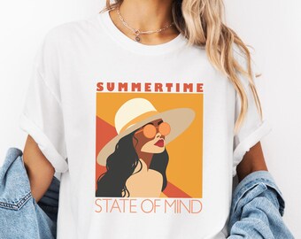 Summertime State Of Mind Retro Comfort Colors® T-shirt, Cute Summer Shirt, Retro Summertime Shirt, Summer Tee