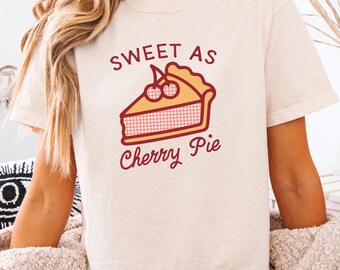 Sweet As Cherry Pie Gingham Comfort Colors® 3023CL Women's Boxy Tee, Cherries Tee, Cute Retro Shirt, Trendy Gingham Shirt, Cherry Shirt