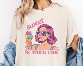 Sweet Summertime Retro Comfort Colors® T-shirt, Cute Summer Shirt, Retro Summertime Shirt, Summer Tee, Pop Art Pinup