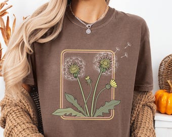 Dandelion Flower Comfort Colors® Unisex T-shirt, Vintage Aesthetic Flower Shirt, Floral Tee, Retro Floral Shirt, Gift Tshirt, Cute Flower