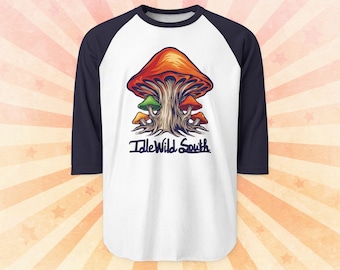 Idlewild South Band Mushroom Logo Unisex Three-Quarter Sleeve Raglan Shirt