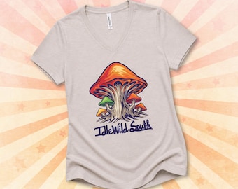 Idlewild South Band Mushroom Logo Women's Relaxed Heather V-Neck Bella+Canvas T-Shirt