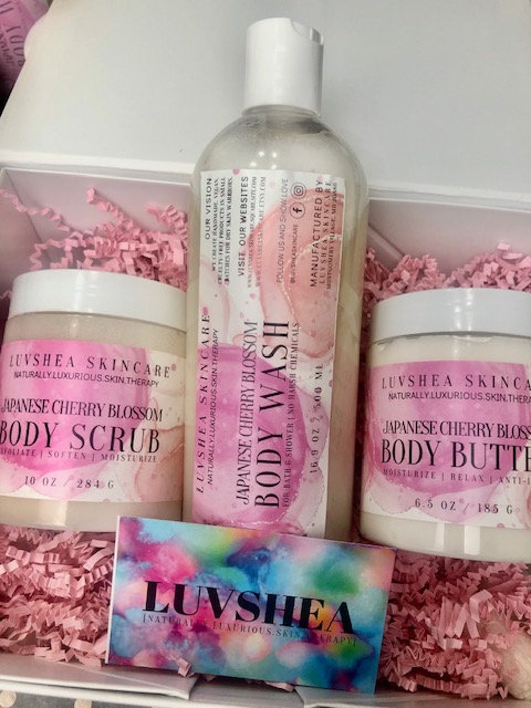 Japanese Cherry Blossom Gift Set Vegan Body Butter Body Scrub Body Wash