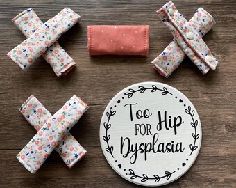 Fundas para arnés de Pavlik, ropa para arnés de Pavlik, fundas para arnés de displasia de cadera, estampados reversibles de lunares coral y flores, listos para enviar.