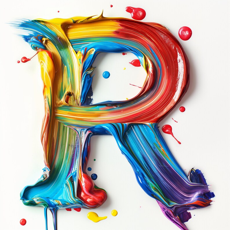 Colorful Painted Alphabet Clipart Bundle AZ Letters SVG PNG High