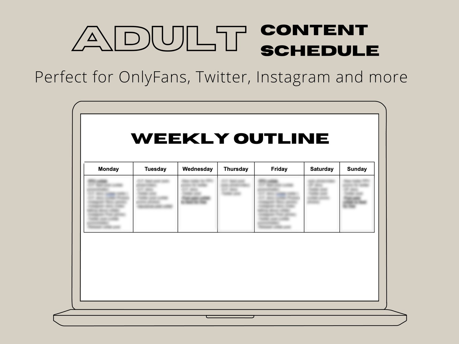 Adult Content Schedule Layout. Perfect for Onlyfans, Instagram, Twitter