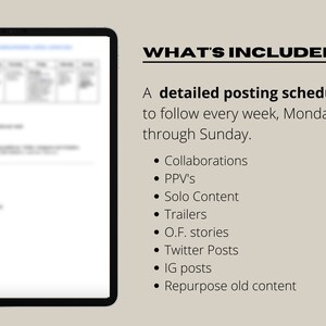 Adult Content Schedule Layout. Perfect for Onlyfans, Instagram, Twitter
