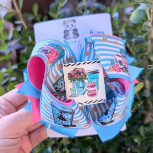 Fashion hair bows for girls Over the top girls hair accessory Toddler Hair bows Blue cute hair clips Girls birthday gift box