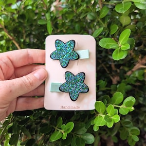 Star Cute hair clips Trending now Girls hair accessory Blue kawaii hair clips Baby hair bows Toddler girl 1st birthday gift