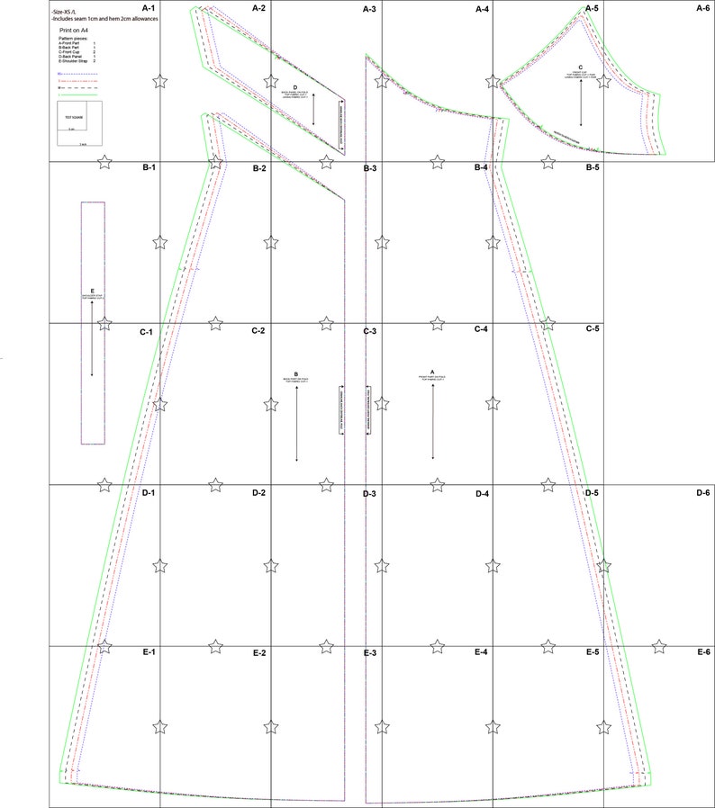 Cartamodello per abito da ballo in seta dimensioni PDF XS-S-M-L immagine 8