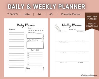 DAILY & WEEKLY Planner -  To-Do List | Schedule Routine | Affirmation | Printable | PDF | Checklist | Daily planner | 2023 Planner