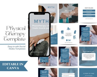 Physio Social Media Templates, Massage Therapy Instagram Post | Social Media Green Canva Template | Physiotherapy Template