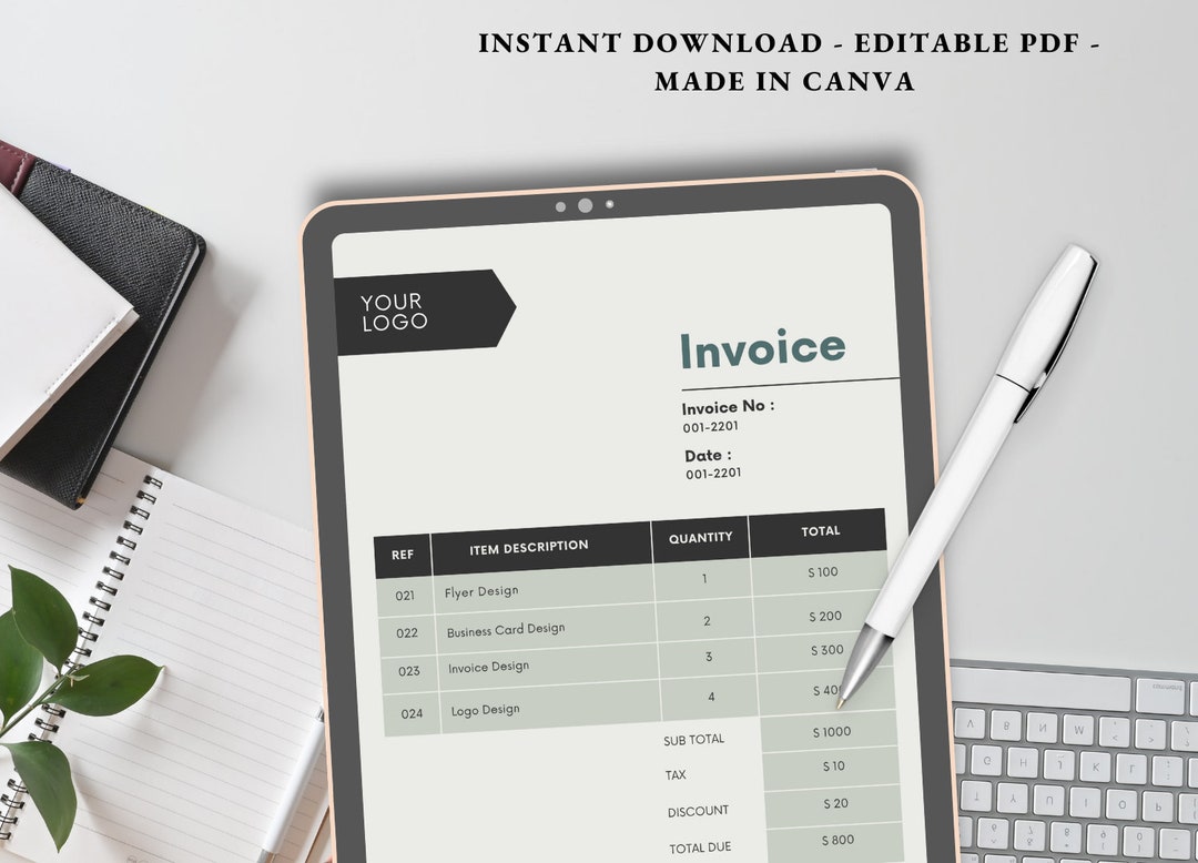 Grey Payment Invoice Invoice , Invoice Template, Invoice Template - Etsy