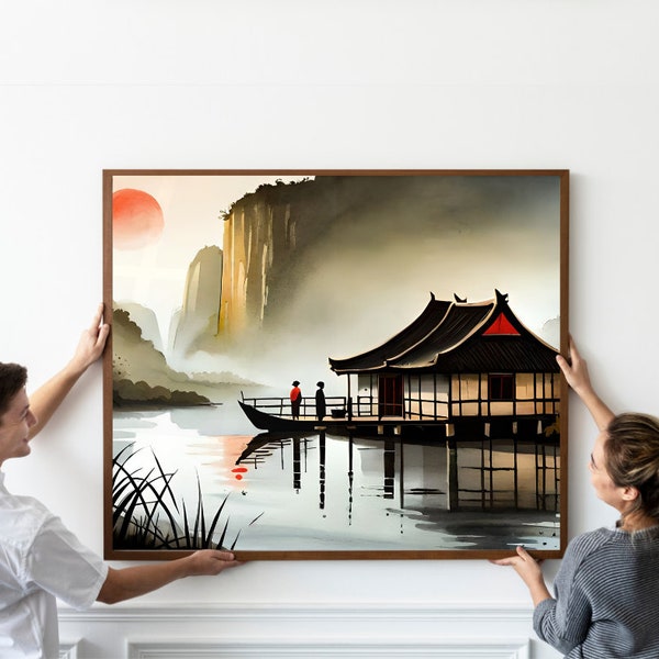 Japanese Landscape Wall Art Digital Print, Japanese Landscape Art, Japanese Landscape Wall Art, Japanese Landscape Digital Art, Japanese Art