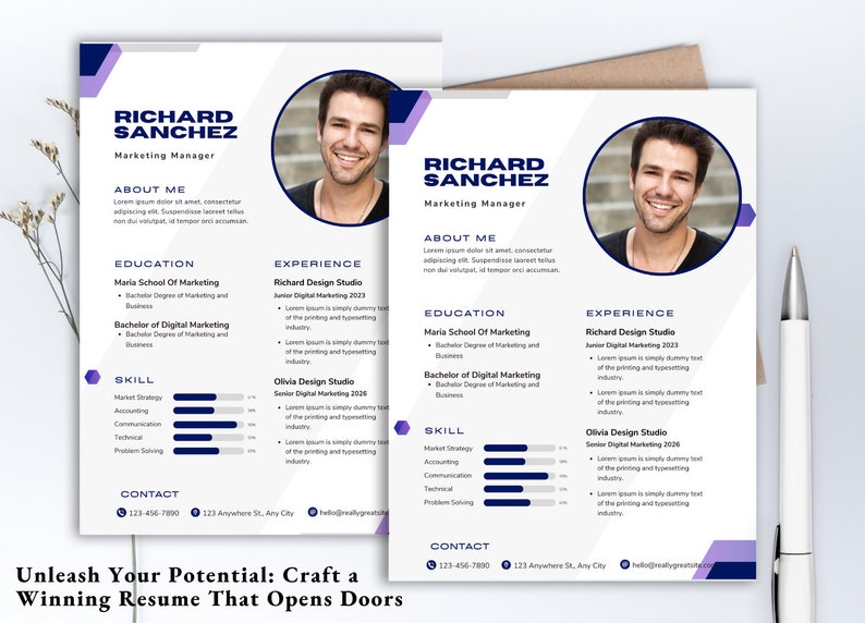Modern Professional Resume CV Template for Canva Professional - Etsy