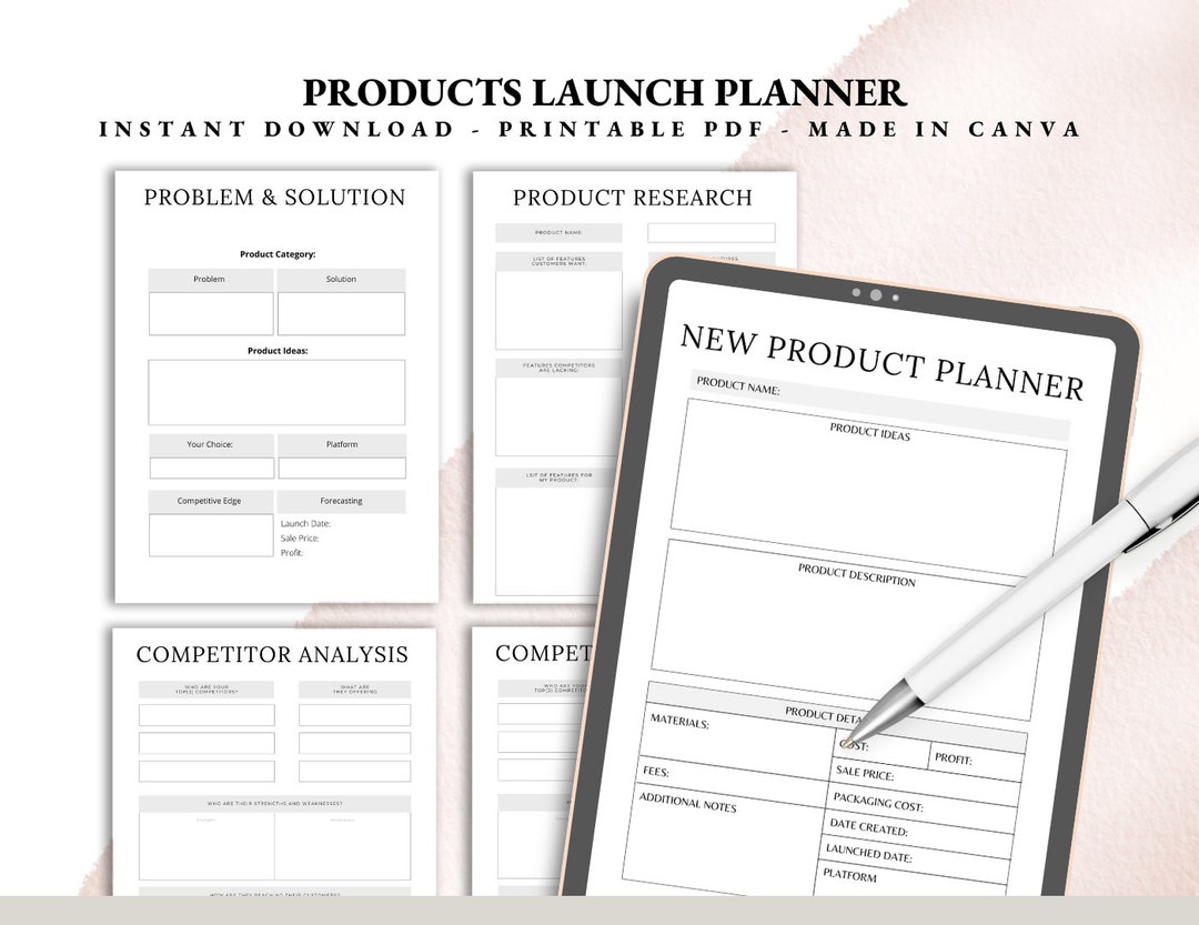 Product Launch Planner Printable Online Business Plan Seller Planner ...
