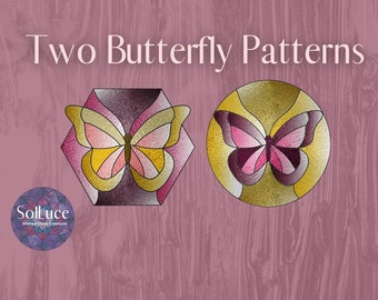 Dos patrones de vidrieras de mariposas