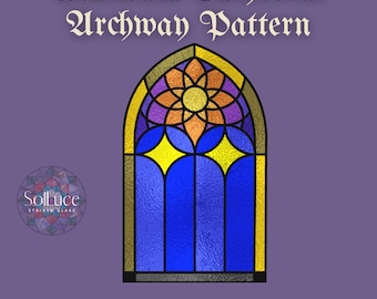 Patrón de vidrieras del arco de la catedral de Mandala