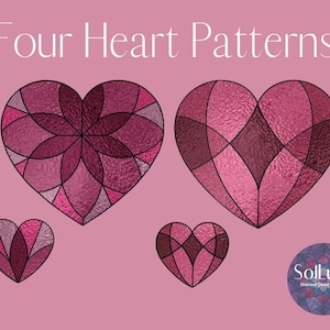 Four Stained Glass Heart Patterns