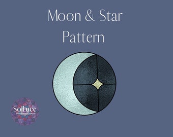 Patrón de vitral de luna y estrella