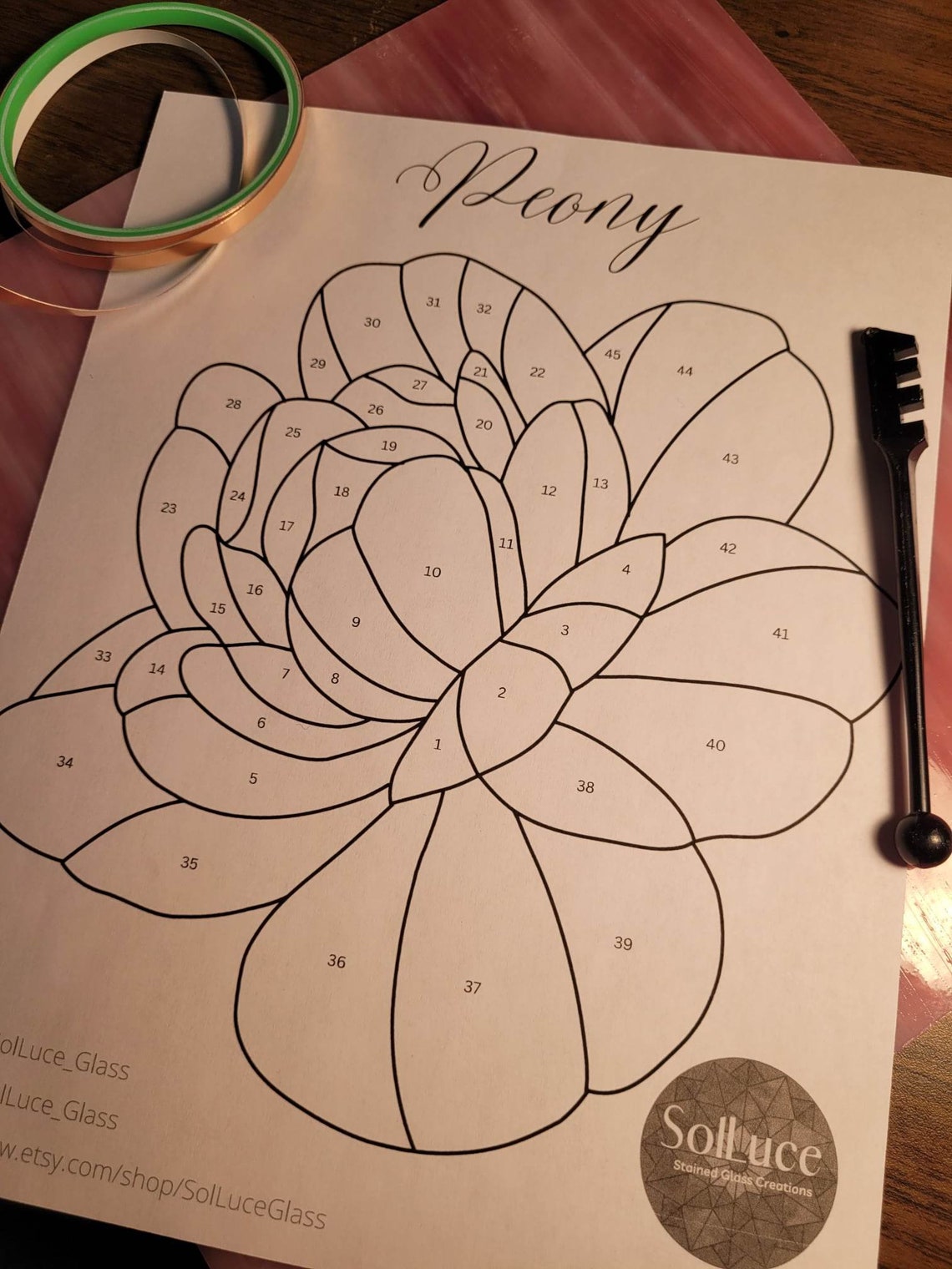 Peony Stained Glass Pattern Etsy