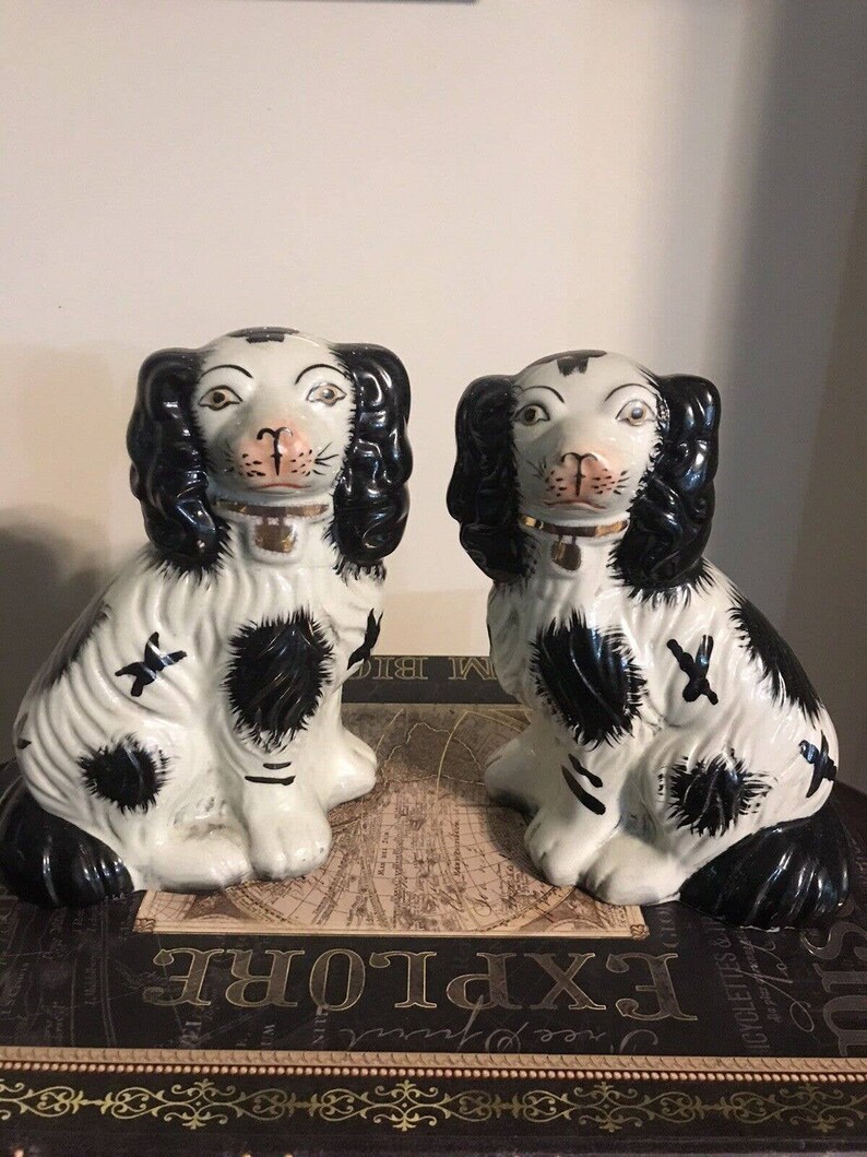 Vintage Staffordshire Dog Figurines Statues Set of 2 Mantel Etsy