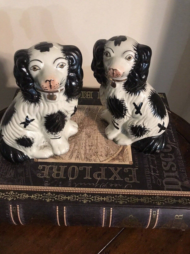 Vintage Staffordshire Dog Figurines Statues Set of 2 Mantel Etsy