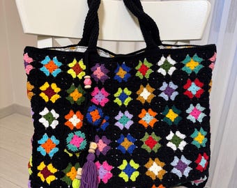 Crochet Bag Afghan, Evil Eye Bag, Hobo Bag, Boho Bag, Crochet Purse, Bucket Hats, Afgan Crochet, Vintage Style, Granny Square Bag
