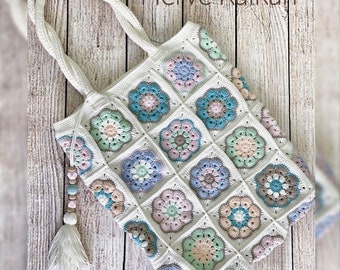 Crochet Bag Afghan, Evil Eye Bag, Hobo Bag, Boho Bag, Crochet Purse, Bucket Hats, Afgan Crochet, Vintage Style, Granny Square Bag
