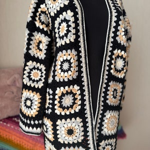 Granny Square Afghan Cardigan, Knitted Crochet Coat, Cotton Patchwork Cardigan, Hippi Jacket, Boho Cardigan, Handmade Crochet Cardigan,