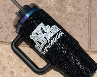 Gobelet Stanley 30 oz personnalisé avec strass, motif pom-pom girl, pour événement spécial ancien élève