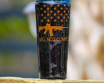 Brillo de sublimación personalizado No cumpliré Vaso inspirado Vaso delgado de 22 oz