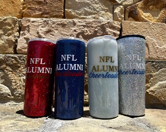 Evento especial Alumni Cheerleader Vaso con purpurina personalizado Vaso delgado de 20 oz