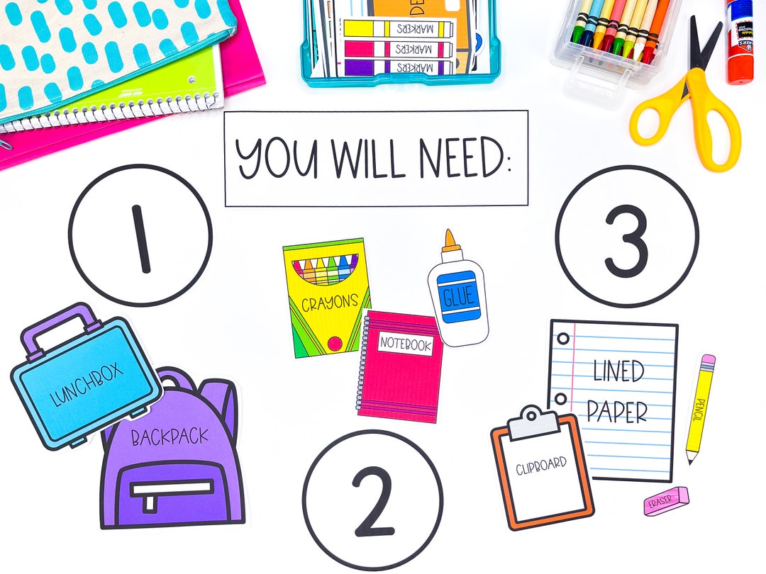 Visual Supply Cards for Classroom Directions Back to School Classroom