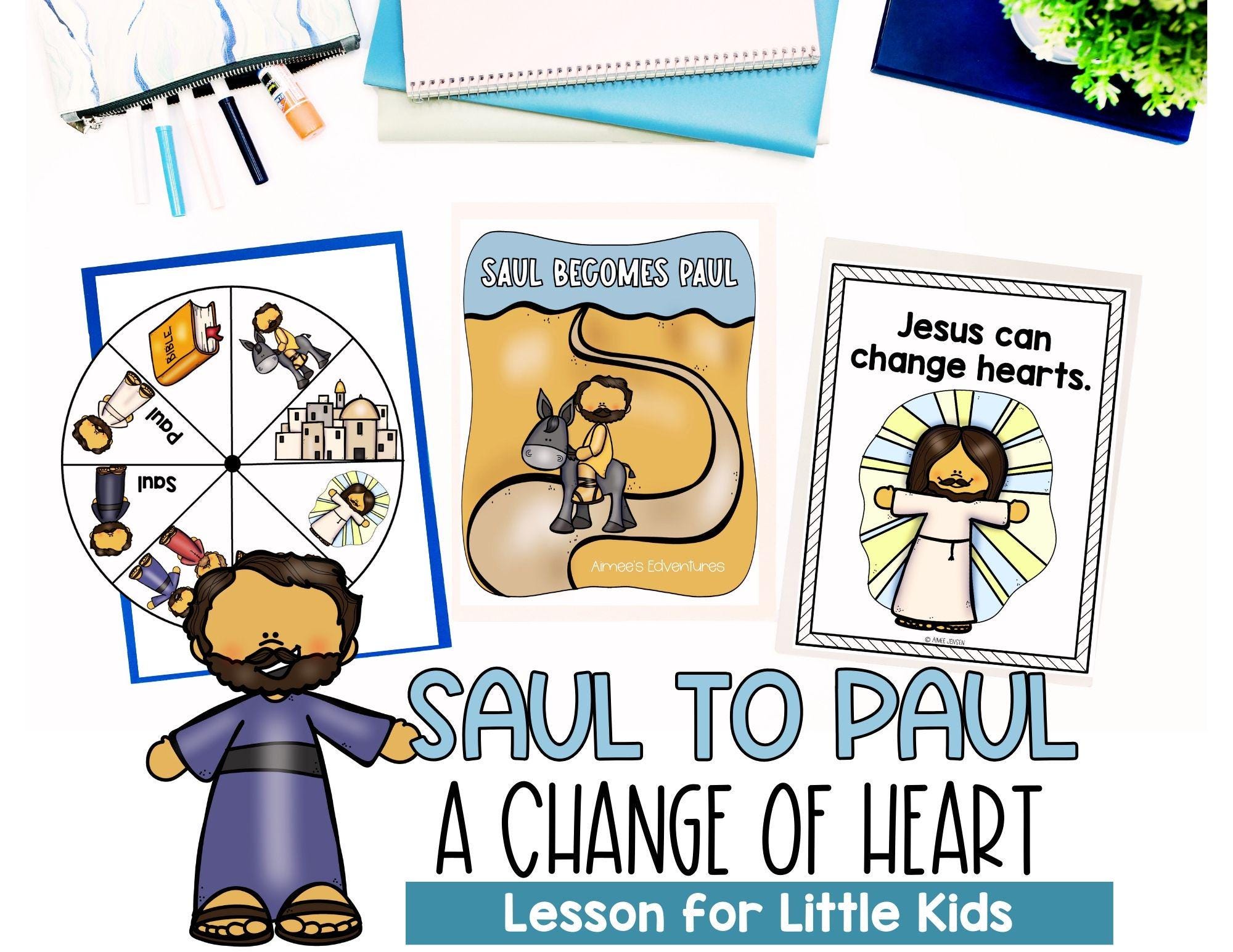 Saul Becomes Paul Bible Lesson for Little Kids, Homeschool, Sunday School Lesson, Stories of Jesus, Full Lesson Plan, Coloring Pages