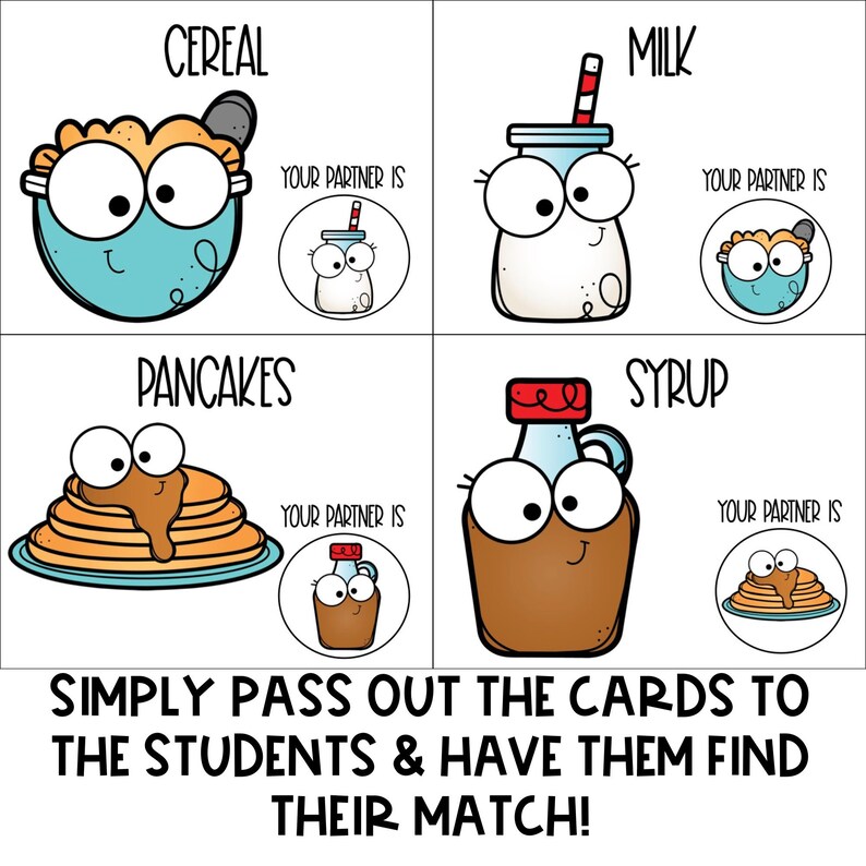 ORIGINAL Peanut Butter and Jelly Partner Pairing Cards Etsy