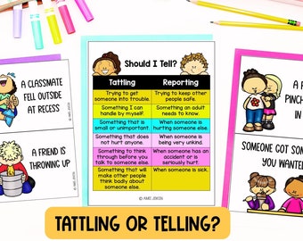 Tattling vs Reporting | Counseling Activities | Social Emotional Learning | School Counselor