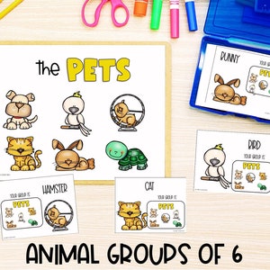 Petit groupe de 6 cartes d’appariement partenaires animaux | Décor de classe | Gestion de classe
