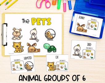 Small Group of 6 Animals Partner Pairing Cards | Classroom Decor | Classroom Management