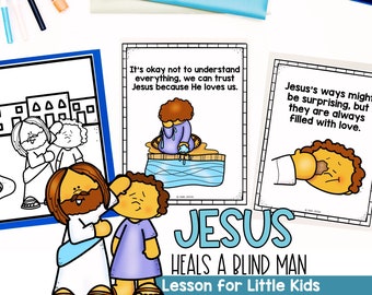 Jesus Heals a Blind Man FULL Bible Lesson for Little Kids, Homeschool Activities, Sunday School Lesson, Stories of Jesus, Coloring Pages