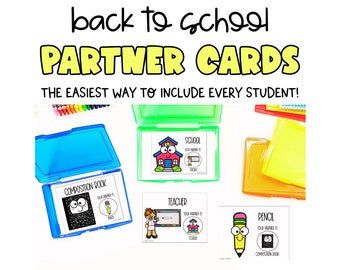School Things Partner Pairing Cards | Classroom Decor | Classroom Management