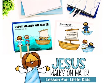 Jesus Walks on Water Bible Lesson for Little Kids, Homeschool, Sunday School Lesson, Stories of Jesus, Full Lesson Plan, Coloring Pages