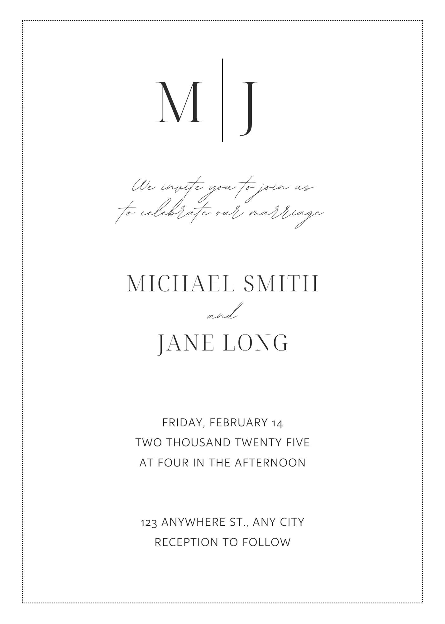 Simple Wedding Formal Invitation Template Editable Etsy
