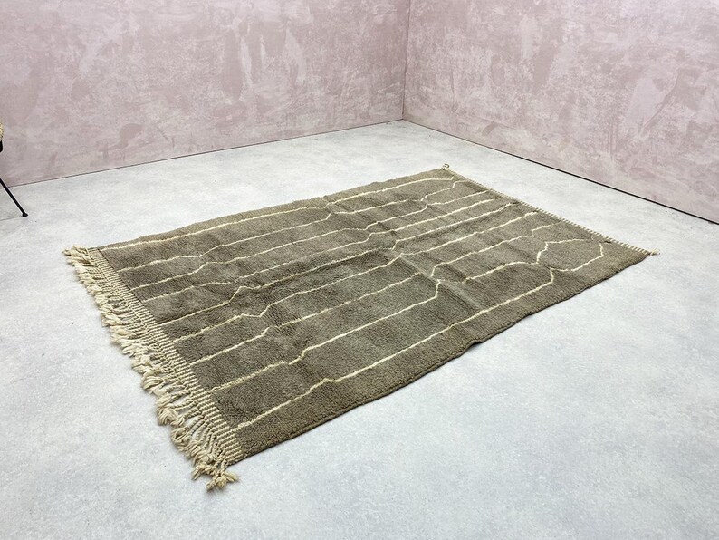 Moroccan Berber Army Green Rug Handmade Wool Rug Beni Ourain Etsy