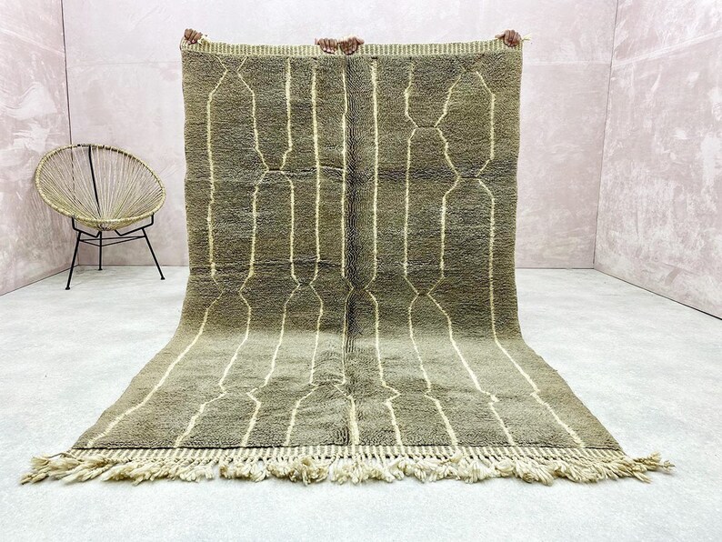 Moroccan Berber Army Green Rug Handmade Wool Rug Beni Ourain Etsy