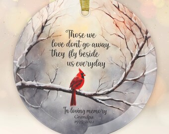 Cardinal Christmas Ornament, Personalized Cardinal Memorial Ornament, Custom Remembrance Ornament, Glass Ornament, Personalized Gift