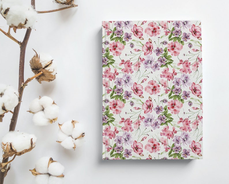 Floral Hardcover Journal, Floral Notebook, Botanical Notebook, Lined Writing Journal, Gift Idea, Gift For Her, Gift For Women, image 1