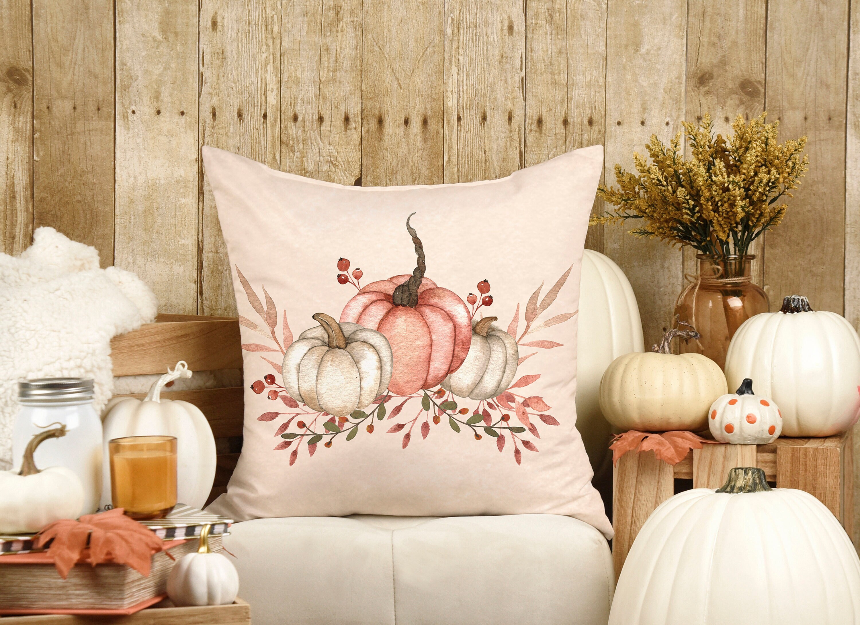 Fall Pillow Cover, Autumn Home Decor, Fall Pumpkin Patch Pillow, Farm Fresh Pumpkins, Autumn Pillow Cover, Double Sided Pillow Case