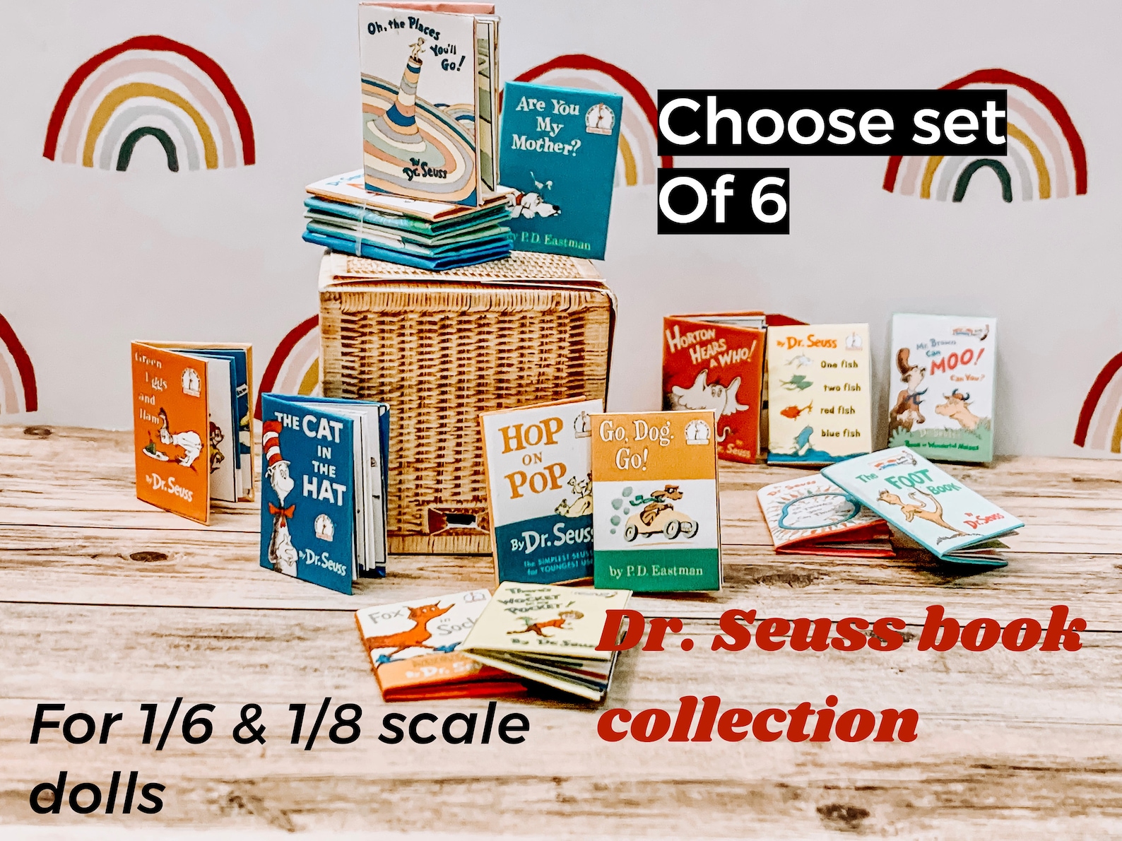 6 Miniature Dr. Seuss Books for 1/6 & 1/8 Scale